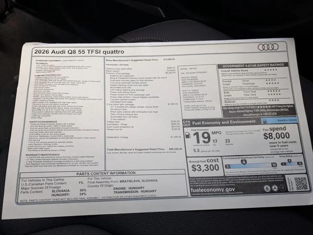 2026 Audi Q8 Premium Plus 55 TFSI quattro Tiptronic