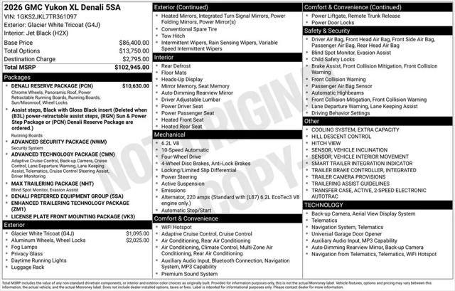 2026 GMC Yukon XL 4WD Denali