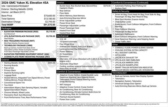 2026 GMC Yukon XL 4WD Elevation