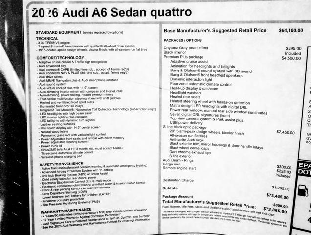 2026 Audi A6 Premium Plus quattro S tronic