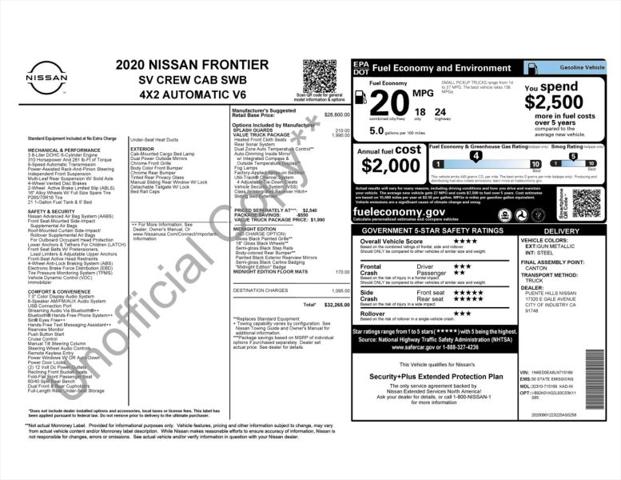 2020 Nissan Frontier Crew Cab SV 4x2