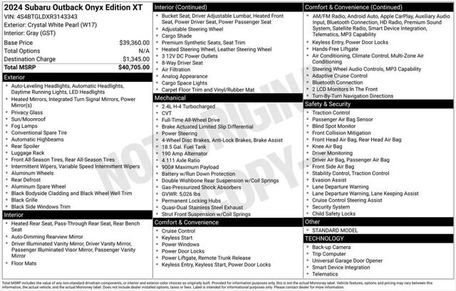 2024 Subaru Outback Onyx Edition XT