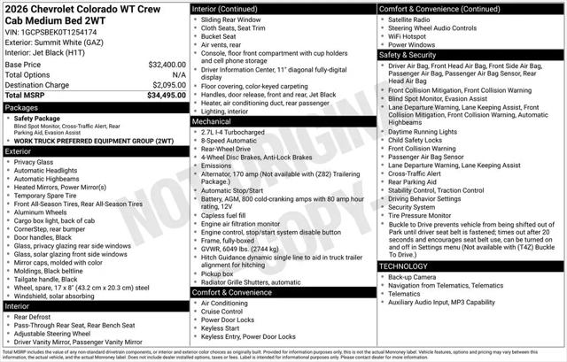 2026 Chevrolet Colorado WT, RWD