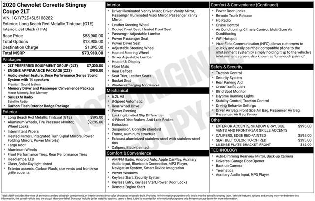 2020 Chevrolet Corvette Stingray RWD Coupe 2LT