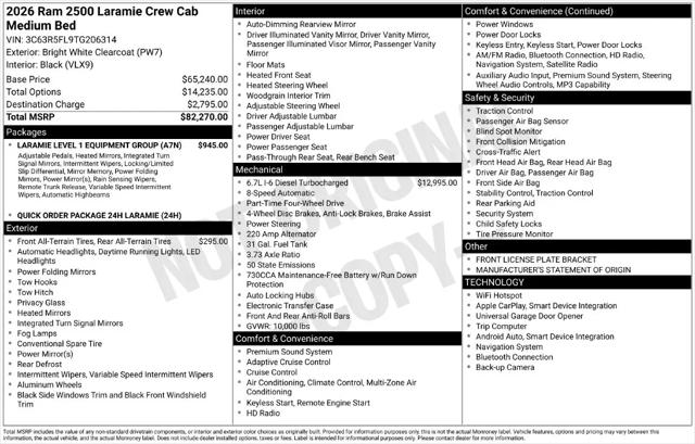 2026 Ram 2500 Laramie Crew Cab 4x4 64 Box