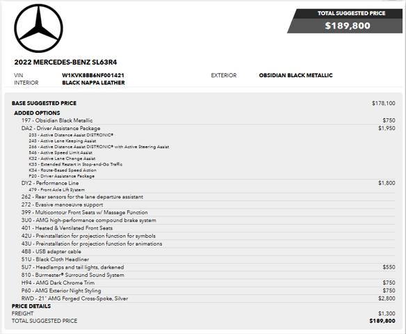 2022 Mercedes-Benz SL AMG SL 63 4MATIC