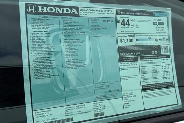 2026 Honda Accord Sedan Sport-L