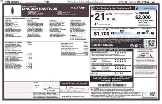 2022 Lincoln Nautilus Reserve