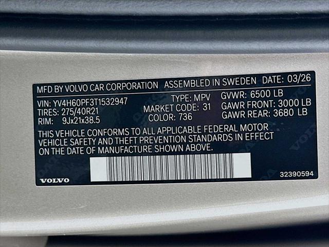 2026 Volvo XC90 Plug-In Hybrid Ultra, T8 AWD, Electric/Gasoline, Bright, 7 Seats