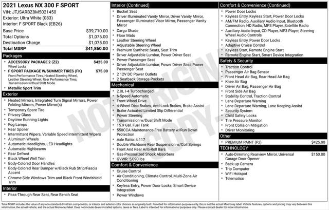 2021 Lexus NX 300 F SPORT