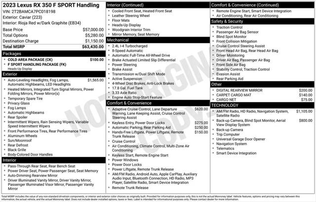 2023 Lexus RX 350 F SPORT Handling