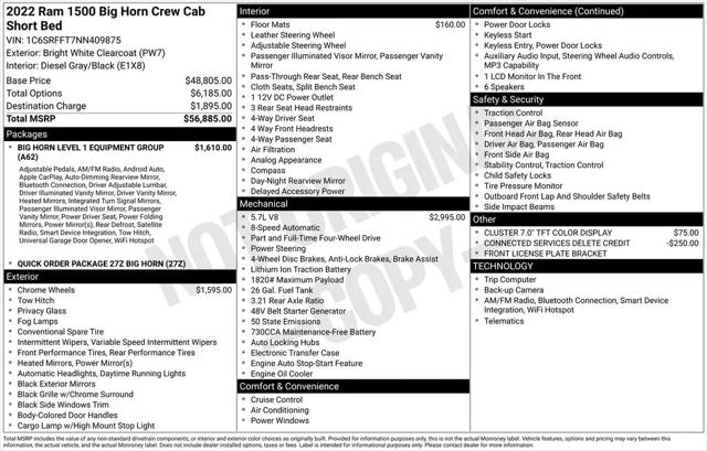 2022 Ram 1500 Big Horn Crew Cab 4x4 5'7" Box