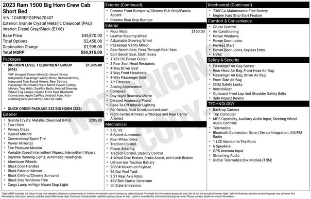 2023 Ram 1500 Big Horn Crew Cab 4x2 5'7" Box