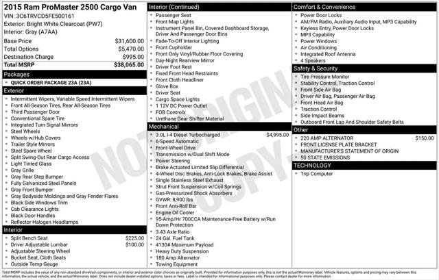 2015 Ram ProMaster 2500 High Roof