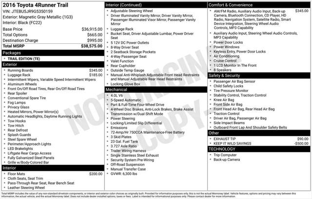 2016 Toyota 4Runner Trail