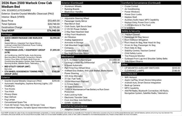2026 Ram 2500 Warlock Crew Cab 4x4 64 Box