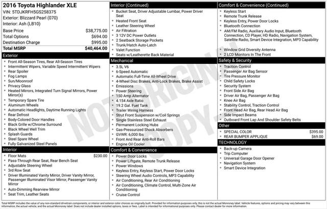 2016 Toyota Highlander XLE V6