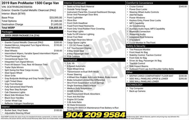 2019 Ram ProMaster Cargo Van High Roof 136" WB