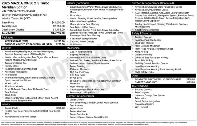 2025 Mazda CX-50 2.5 Turbo Meridian Edition
