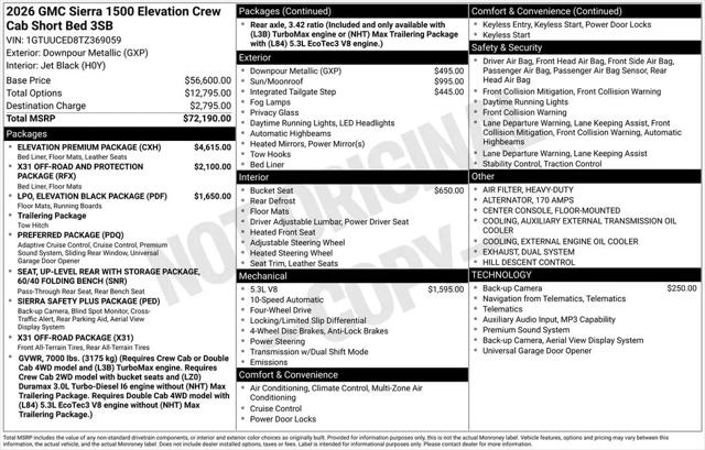 2026 GMC Sierra 1500 Crew Cab, Short Bed, Elevation, 4WD