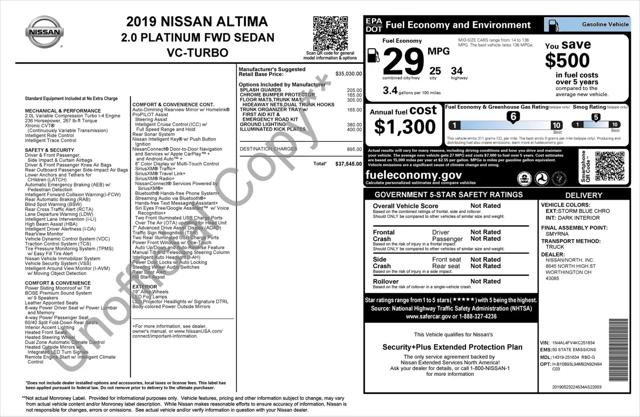 2019 Nissan Altima 2.0 Platinum