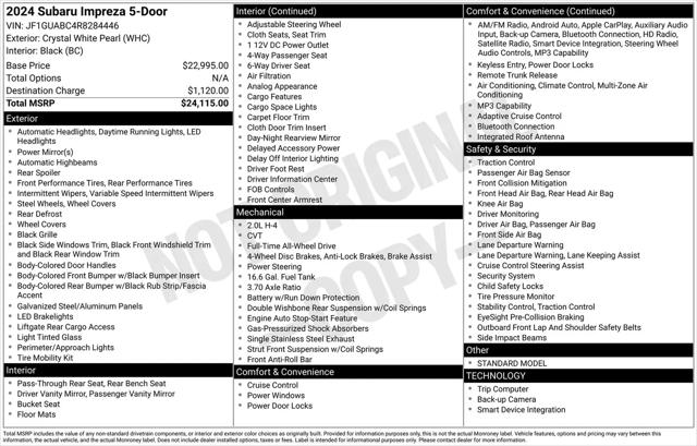 2024 Subaru Impreza Base 5-Door