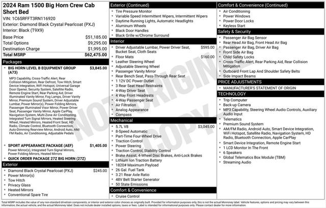 2024 Ram 1500 Big Horn Crew Cab 4x4 5'7" Box