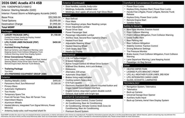 2026 GMC Acadia AT4 AWD