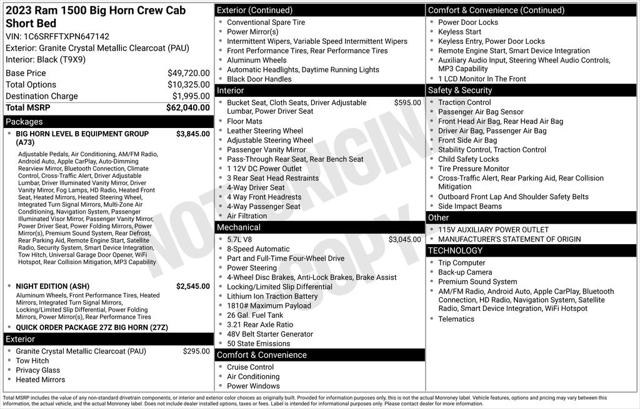 2023 Ram 1500 Big Horn Crew Cab 4x4 5'7" Box