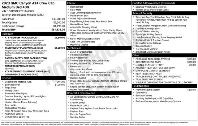 2023 GMC Canyon 4WD Crew Cab Short Box AT4
