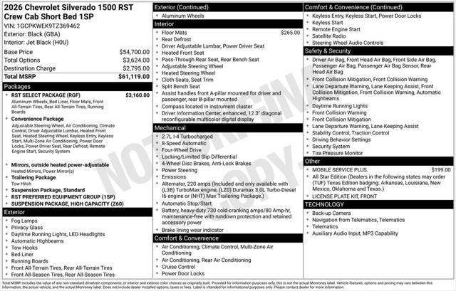 2026 Chevrolet Silverado 1500 4WD Crew Cab Short Bed RST