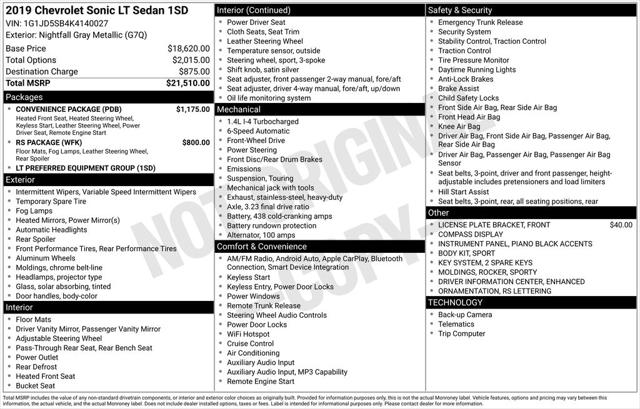 2019 Chevrolet Sonic LT Auto