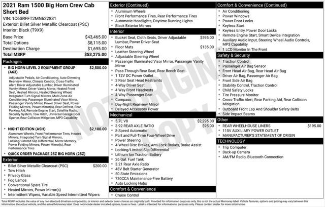 2021 Ram 1500 Big Horn Crew Cab 4x4 5'7" Box