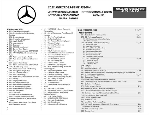 2022 Mercedes-Benz S 580 4MATIC
