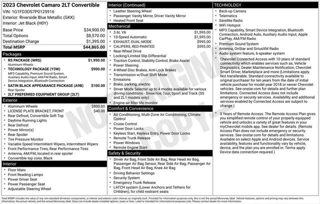 2023 Chevrolet Camaro RWD Convertible 2LT