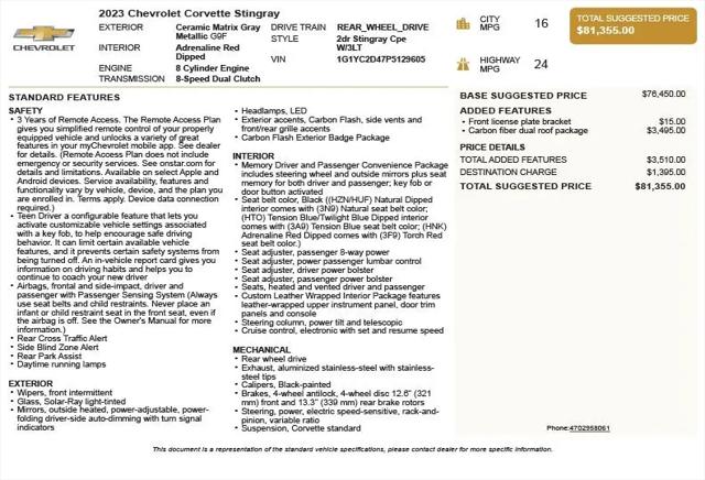 2023 Chevrolet Corvette Stingray RWD Coupe 3LT