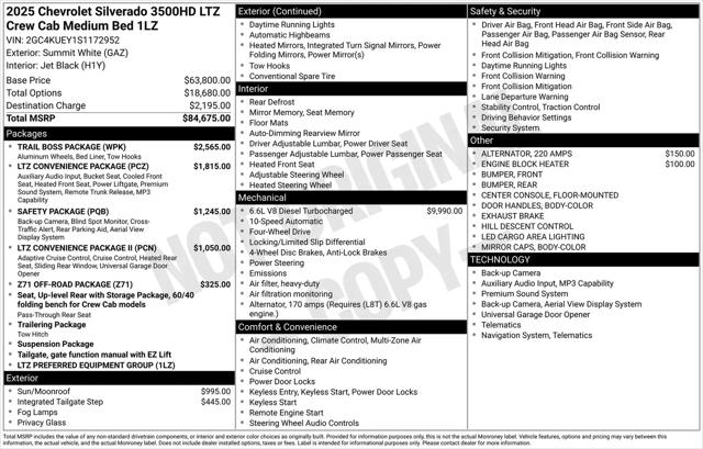 2025 Chevrolet Silverado 3500HD 4WD Crew Cab Standard Bed LTZ