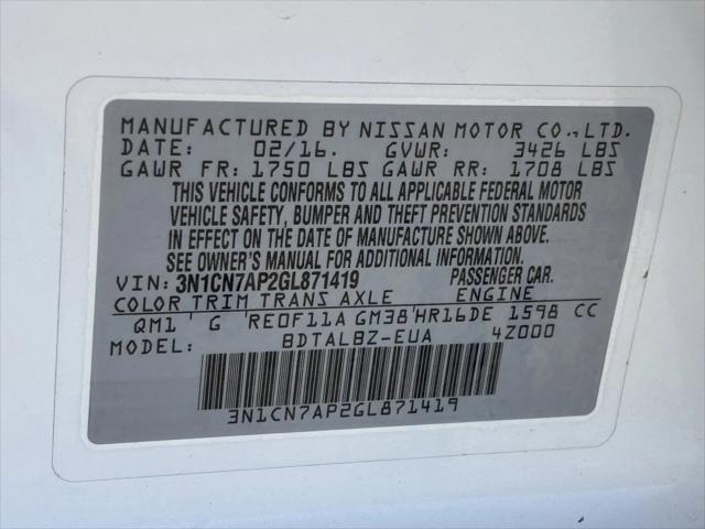 2016 Nissan Versa 1.6 SV