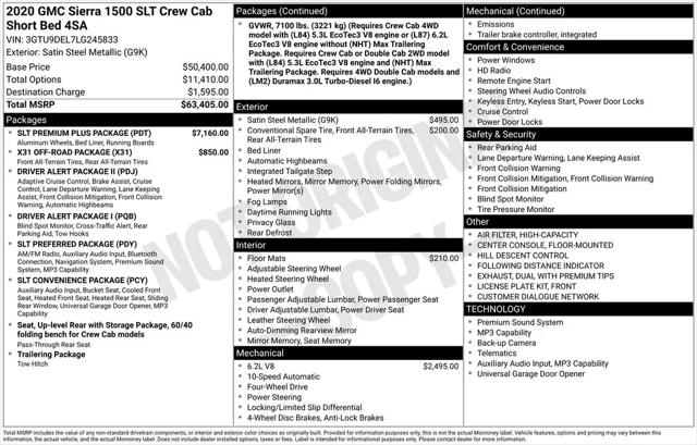 2020 GMC Sierra 1500 4WD Crew Cab Short Box SLT