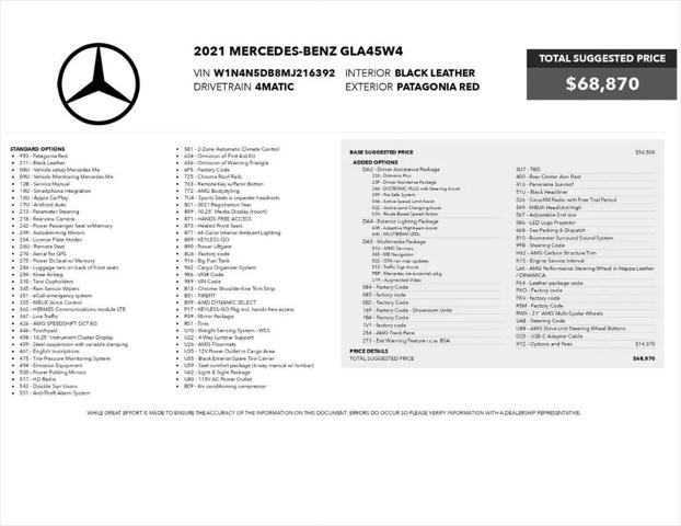 2021 Mercedes-Benz GLA-CLASS 4MATIC