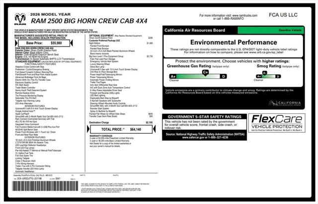 2026 Ram 2500 Big Horn Crew Cab 4x4 6'4" Box