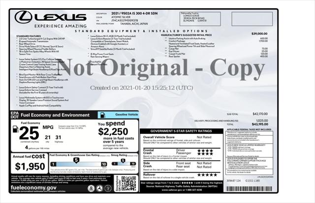 2021 Lexus IS 300 IS 300 w/ Comfort Package