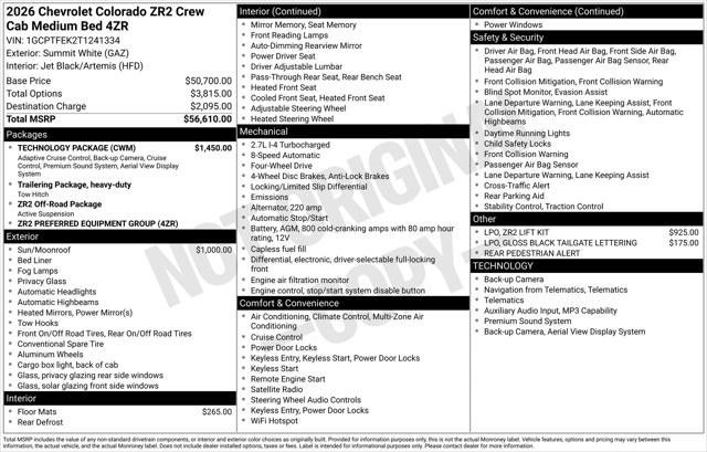 2026 Chevrolet Colorado ZR2, 4WD