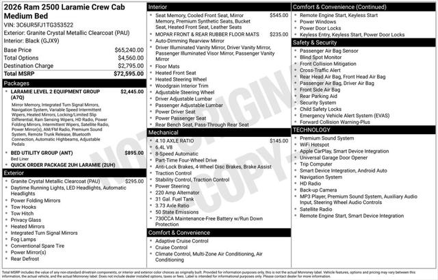 2026 RAM Ram 2500 RAM 2500 LARAMIE CREW CAB 4X4 64 BOX