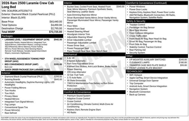 2026 RAM Ram 2500 RAM 2500 LARAMIE CREW CAB 4X4 8 BOX 2026 RAM Ram 2500 RAM 2500 LARAMIE CREW CAB 4X4 8 BOX