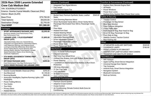 2026 RAM Ram 2500 RAM 2500 LARAMIE MEGA CAB 4X4 64 BOX