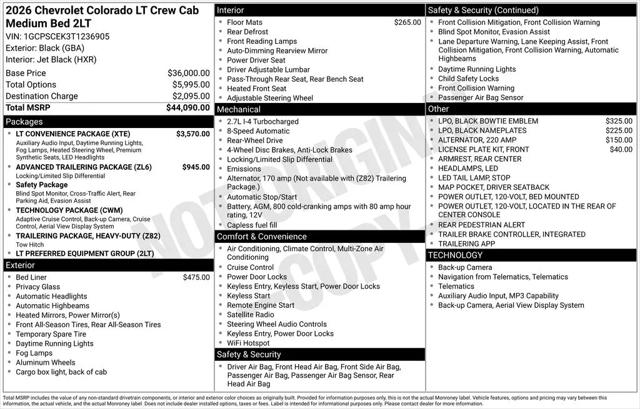2026 Chevrolet Colorado LT, RWD