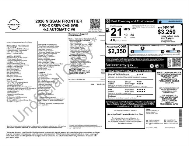 2026 Nissan Frontier Crew Cab PRO-X 4x2