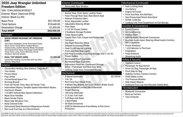 2020 Jeep Wrangler Unlimited Freedom 4x4 2020 Jeep Wrangler Unlimited Freedom 4x4