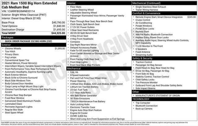 2021 Ram 1500 Big Horn Quad Cab 4x4 6'4" Box